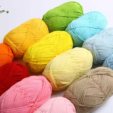40-50g/Set 4ply Milk Cotton(80%) Knitting Yarn Needlework Dyed Lanas For Crochet Craft Sweater Hat D