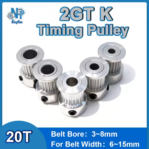 3D Printer Pulley 2GT 20T Timing Pulley Bore 3/4/5/6/6.35/8mm Belt Width 6/9/10/15mm GT2 2M Pulley K