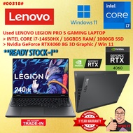 #LL318 USED LENOVO LEGION PRO 5 GAMINIG LAPTOP INTEL CORE I7-14650HX 16GB D5 1TB NVIDIA RTX4060 RTX 