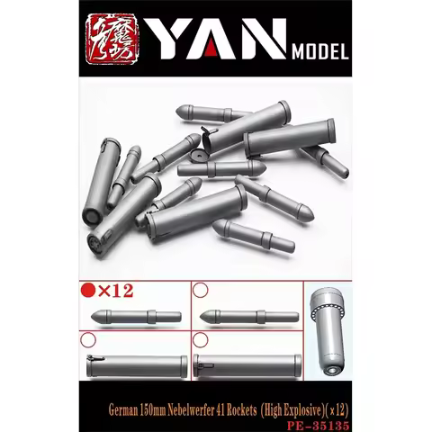 YAN MODEL 1/35 German 150mm Nebelwerfer 41 Rockets Modified Parts (x12) for Modeler Hobby DIY 3D Res