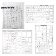 Drafting Tools and Ruler Shapes for Architecture - Set of 3 for House Plan Furniture Kitchen, Buildi