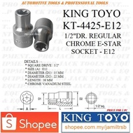 KT-4425-E12 ~ 2025 ~ KING TOYO 1/2"Dr. Regular Chrome E-Star Socket - E12