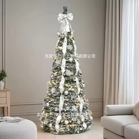 New 210cm/7ft Foldable Pre-Decorated Christmas Tree Pop-Up Festive Decoration Home Decor Portable Ch