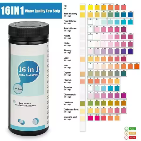 16-In-1 Drinking Water Test Kit Strip Home Water Quality Test Swimming Pools Spa Water Test Strip Ni