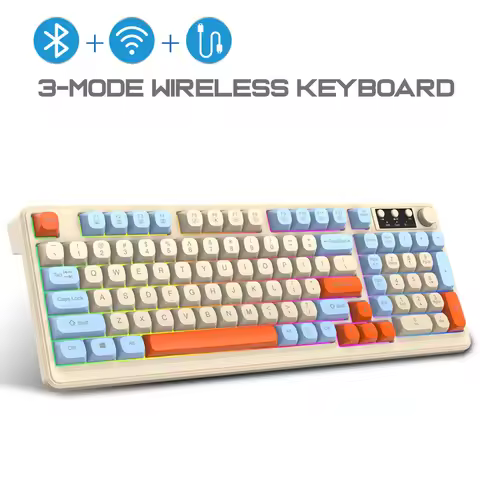 K98 2.4G Three-modes Wireless Keyboard 98-Keys BT Mechanical Keyboard with Backlit Rechargeable Keyb