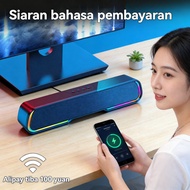 Mini Bluetooth 5.3 Speaker Soundbar PC TV Game USB Subwoofer RGB For Laptop Stereo Aux