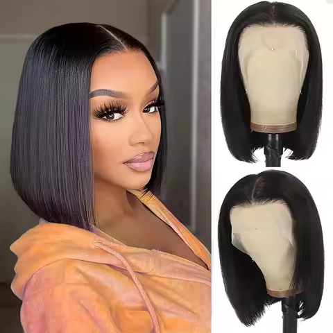 13x6 HD Lace Front Bob Wig Straight Short Bob Pre Plucked Natural Hairline Wigs For Black Women