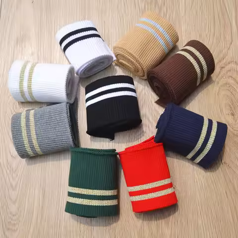 2Pcs/lot length 80cm Width 7-8.5CM Single layer cotton ribbed knit striped lace Clothes neck cuff he