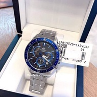 Montres Company香港註冊公司(31年老店) 卡西歐 CASIO EDIFICE 不鏽鋼錶帶 不鏽鋼 一觸三摺錶扣 100米防水 EFR EFR552 EFR552D EFR-552 EFR-552D EFR-552D-1 EFR-552D-1A EFR-552D-1A2 銀藍色 有現貨