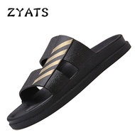 ZYATS Summer Sandals Men Fashion Beach Shoes Leather Slippers for Men Lelaki Sandal White