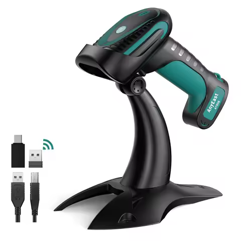 Industrial Wireless Barcode Scanner with Stand 1D 2D QR Bluetooth Barcode Scanner USB Bar Code Reade
