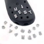 jibbit Letters for slippers Silver Metla Jibits Shoe Buckle 1pc A-Z Letters Fashion Slipper Decorati