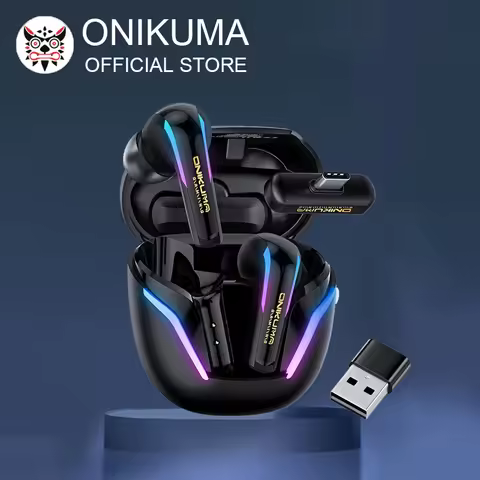 ONIKUMA T27 Dual-mode Wireless Ear Buds with Touch Control 2.4Ghz Low Latency Stereo Gaming Headset 