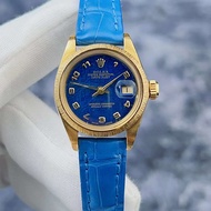 Rolex Log Type Old Style Women's Watch 6927 Blue Commemorative Pattern Dial 18K Gold Women's Watch Rolex