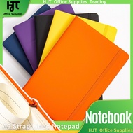 PU Leather Notebook A6 w/ Strap & Ribbon Bookmark Lined Notebook Business Notepad