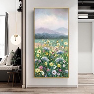 Abstract mountains and flowers beautiful scenery imitation oil painting sense poster printing canvas