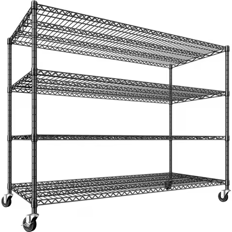 60" W x 24" D x 76" H Heavy Duty Wire Storage Shelves with Wheels, 4 Tier Adjustable NSF Certified G