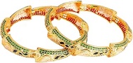 Gold Tone Indian Bangle Set for Women Dubai Style Bangle Set Engraved Pattern Indian Bangles Bracele