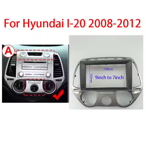 7/9 Inch Car Fascia Radio Panel for HYUNDAI i20 i-20 2008-2012 Dash Kit Install Facia Console Bezel 