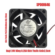 24V Fan, 0.25A Current, Dimensions 6x6x2.5cm