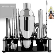 14-Piece Cocktail Shaker Set Bartender Kit with Black Stand Bar Tool Set for Drink Mixing Bartending