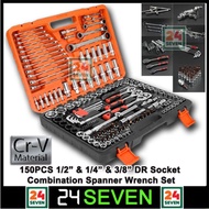 Kotak Sepana Box Lengkap 150PCS SRUNV 150PCS TOOL SET 1/2” & 1/4” & 3/8” DR SOCKET RATCHET HANDLE SE