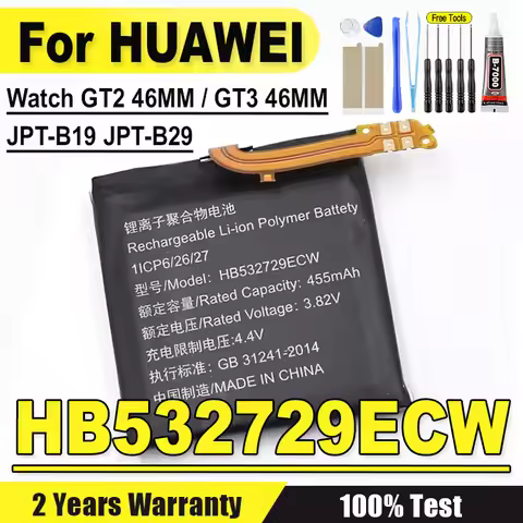 3.82V New HB532729ECW New Battery For Huawei Watch GT2 46MM Watch GT3 46MM JPT-B19 JPT-B29 + Tool