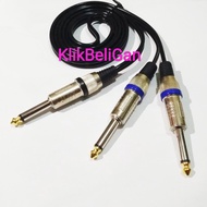 kabel mic/gitar jack akai 6.5 mono male to 2 akai cabang 3 meter