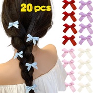 20pcs [4cm]Multicolor Bow Hair Clip Ribbon Mini Sweet Cute Ribbon Hair Clip Duckbill Clip Braid Hair