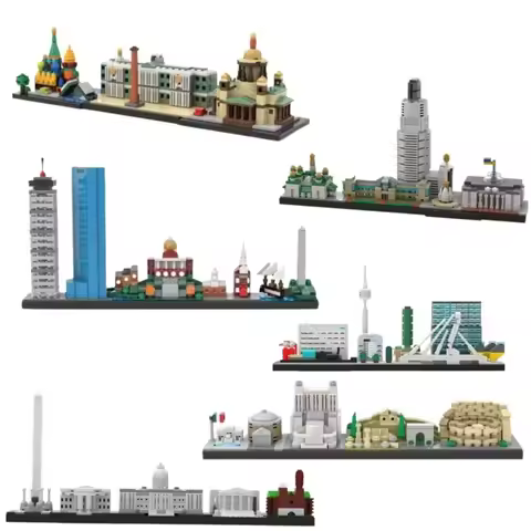 Famous City Skyline Building Blocks Set Kiev Rotterdam Washington Rome Boston Russia Skyline Bricks