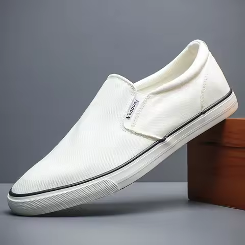 Men Canvas Shoes Spring Fashion Korean Trend Man Vulcanized Shoes Lace-up White Casual Shoes Men Sne