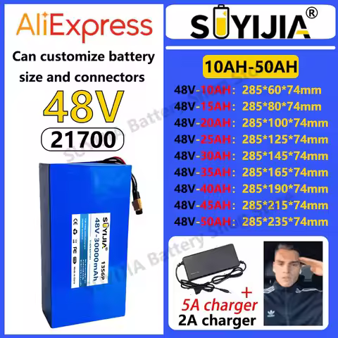21700 48V/10Ah 15Ah 20Ah 25Ah 30Ah 35Ah 40Ah 45Ah 50Ah Lithium Battery with Integrated BMS for Power