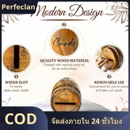 Wooden Wedding Card Box Whiskey Barrel Card Holder Decorative with Base for Graduation Anniversary B