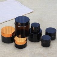 READY STOCK 10g 20g 30g 50g 100g Brown Empty Amber Glass Jar Case Glass Jar with GOLD BLACK Plastic 