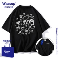 373727COD [/Recommended] Heavy 230g Double Yarn Pure Cotton Combed Tight Hahaha Printed Short-Sleeve