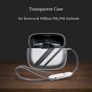 Transparent Case for Bowers & Wilkins Pi8 / Pi6 Wireless Earbuds with Hand Strap Soft TPU Shockproof