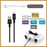 PEPPER JOBS A2C3M 3M Length + Fast Charge 3A & USB 2.0 Speed Data Sync USB-C Cable For Android / USB