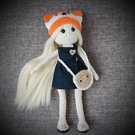 Handmade crocheted doll. Amigurumi fox doll. 钩针娃娃