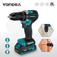 Yofidra 13mm Brushless Electric Impact Drill 2 Gears 35+3 Torque Cordless Efficient Electric Screwdriver For Makita 18V Battery
