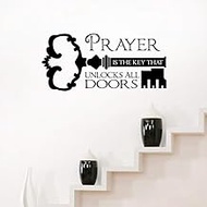 Prayer is The Key That Unlock All Doors Inspirational Religious Quotes Decor Sticker for Home/Office/School Walls car Truck Musical Gadgets Laptop Locker Door Window Glass Furniture Mirror