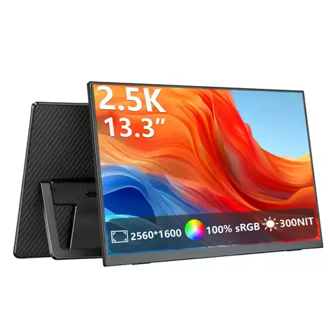 MAFNKOU 13.3'' Portable Monitor 2.5K External Display 16:10 Second Monitor Screen With Dual Speaker 