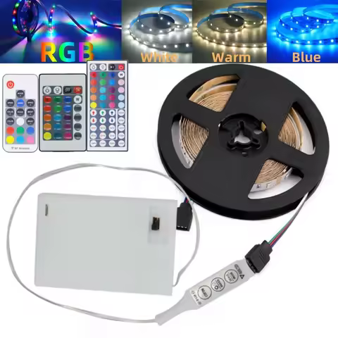 3AA Battery 5V LED Strip Light White Warm RGB 2835 60LEDs/M Flexible Waterproof 1M 2M 3M 5M TV Backl
