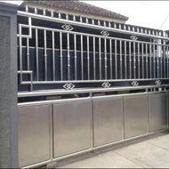 Pagar Rumah Minimalis Pintu Buka Dorong Stainless Steel