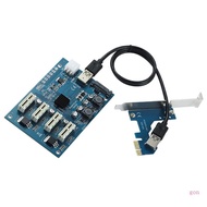 gon PCIE 1X Splitter Card ASM1184e Controling 4 Port Efficient For Additional Graphics Card Connecti