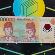 Uang kuno 100000 Soekarno Hatta Polymer 1999