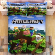 minecraft Bed Set Single/Super single/Queen/King Fitted Bedsheet With Rubber around and Pillowcase Customizable Cartoon Beddings