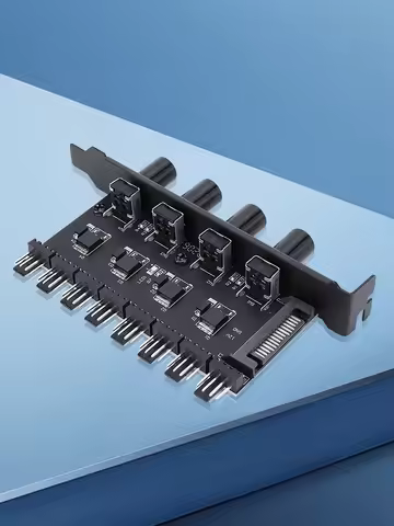 CPU Cooling Fan HUB SATA/4 Pin Adapter 8 Channel PWM Cooler Fan HUB 4 Knob PC Case Cooling Fan Hub f