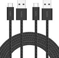 Belkin USB A to USB C Cable 2-Pack, 9.9ft, 15W - Type C Charger, iPhone Charger Cord, Soft, Braided,