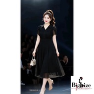 FAT STYLE BLACK EVA DRESS, 2-LAYER CHIFFON, SOFT, COOL, LONG SHIRT FORM, ELEGANT