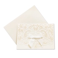 Win Win Printer Wedding Invitation Card Cream Ribbons inclusive of matching envelope NMIC01